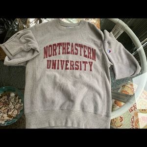 Northeastern Champion “Reverse Weave” Crew Neck